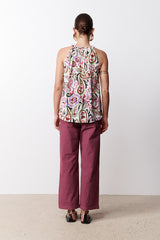 MONICA PURPLE PRINTED TANK TOP