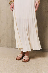 ENOLA ECRU PLEATED LONG SKIRT