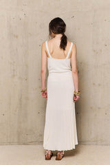 ENOLA ECRU PLEATED LONG SKIRT