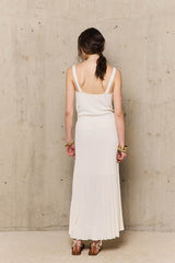 ENOLA ECRU PLEATED LONG SKIRT