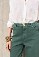 EVY KHAKI FLARE TROUSERS