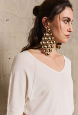 ENOLA ECRU SHORT-SLEEVED SWEATER