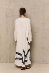 PALMER LINEN EMBROIDERED LONG DRESS