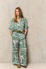 ABRIL MEKONG GREEN FLORAL PRINT TUNIC