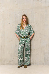 ABRIL MEKONG GREEN FLORAL PRINT TUNIC