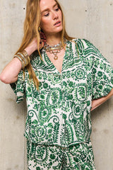 ABRIL MEKONG GREEN FLORAL PRINT TUNIC