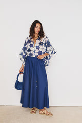 LOTUS INDIGO PRINTED BATWING SHIRT