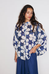 LOTUS INDIGO PRINTED BATWING SHIRT