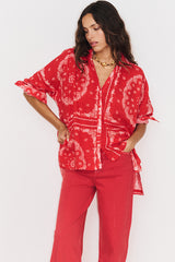 RED BANDANA LONG SLEEVE SHIRT