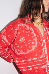 RED BANDANA LONG SLEEVE SHIRT