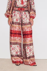 ROMANCE PRINTED RED TROUSER
