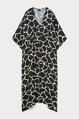 ESPOSTO BLACK PRINTED KAFTAN DRESS