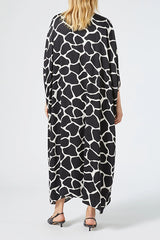 ESPOSTO BLACK PRINTED KAFTAN DRESS