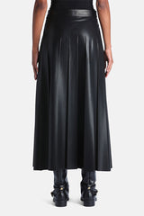 FABULA PLEATED SYNTHETIC LEATHER MAXI SKIRT