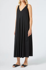 FANTINO BLACK INTERLOCK JERSEY LONG DRESS