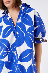 FUOCO BLUETTE PRINTED COTTON SHIRT DRESS