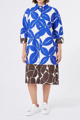 FUOCO BLUETTE PRINTED COTTON SHIRT DRESS