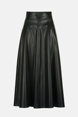 FUOCO BLACK FAUX LEATHER MAXI SKIRT