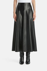 FUOCO BLACK FAUX LEATHER MAXI SKIRT