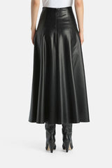 FUOCO BLACK FAUX LEATHER MAXI SKIRT