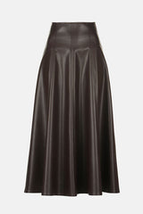 FUOCO BROWN FAUX LEATHER MAXI SKIRT
