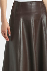 FUOCO BROWN FAUX LEATHER MAXI SKIRT
