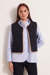 GARANCE1927 BLUE BOILED WOOL SLEEVELESS VEST