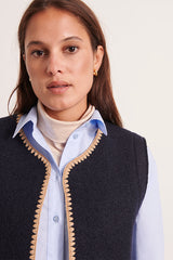 GARANCE1927 BLUE BOILED WOOL SLEEVELESS VEST