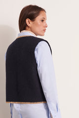 GARANCE1927 BLUE BOILED WOOL SLEEVELESS VEST