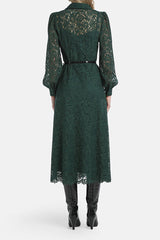 GARDENA GREEN LONG LACE DRESS