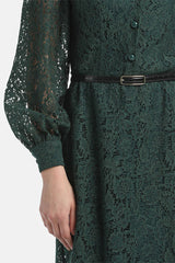 GARDENA GREEN LONG LACE DRESS