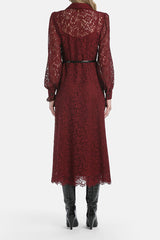 GARDENA RED LONG LACE DRESS