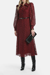 GARDENA RED LONG LACE DRESS