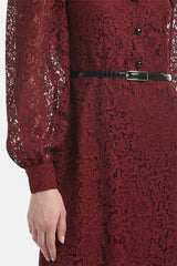 GARDENA RED LONG LACE DRESS