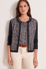 GARDOISE BI-MATERIAL PRINTED CARDIGAN