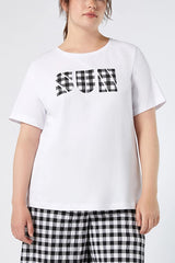GESTO BLACK CHECKER PRINT T-SHIRT