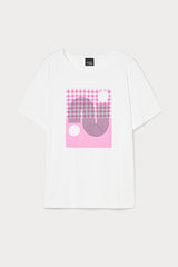 GESTO PINK CHECKER PRINT T-SHIRT