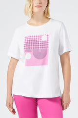GESTO PINK CHECKER PRINT T-SHIRT