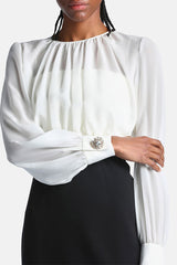 GHISALBA ELEGANT COLOR BLOCK MIDI DRESS