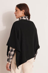 GIRLYGLAMMERINO BLACK WOOL CASHMERE CAPE