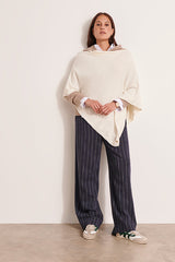 GIRLYGLAMMERINO WHITE WOOL CASHMERE CAPE