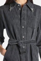 GRADUALITA CRYSTAL EMBELLISHED DENIM MINIDRESS