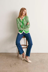 GREEN PRINTED CARDIGAN