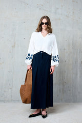 DELIA ECRU EMBROIDERED BLOUSE