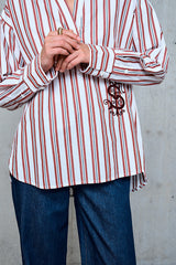 ANNABELLE BURGUNDY STRIPED OVERSIZED TUNIC