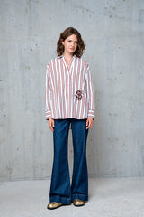 ANNABELLE BURGUNDY STRIPED OVERSIZED TUNIC