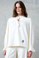 DOUNIA ECRU EMBROIDERED LOGO TUNIC