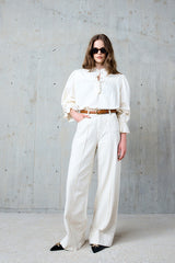 DOUNIA ECRU EMBROIDERED LOGO TUNIC