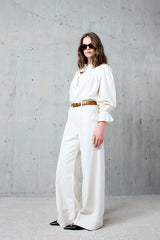 DOUNIA ECRU EMBROIDERED LOGO TUNIC