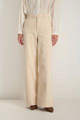 RIMA ECRU TOPSTITCH TROUSERS